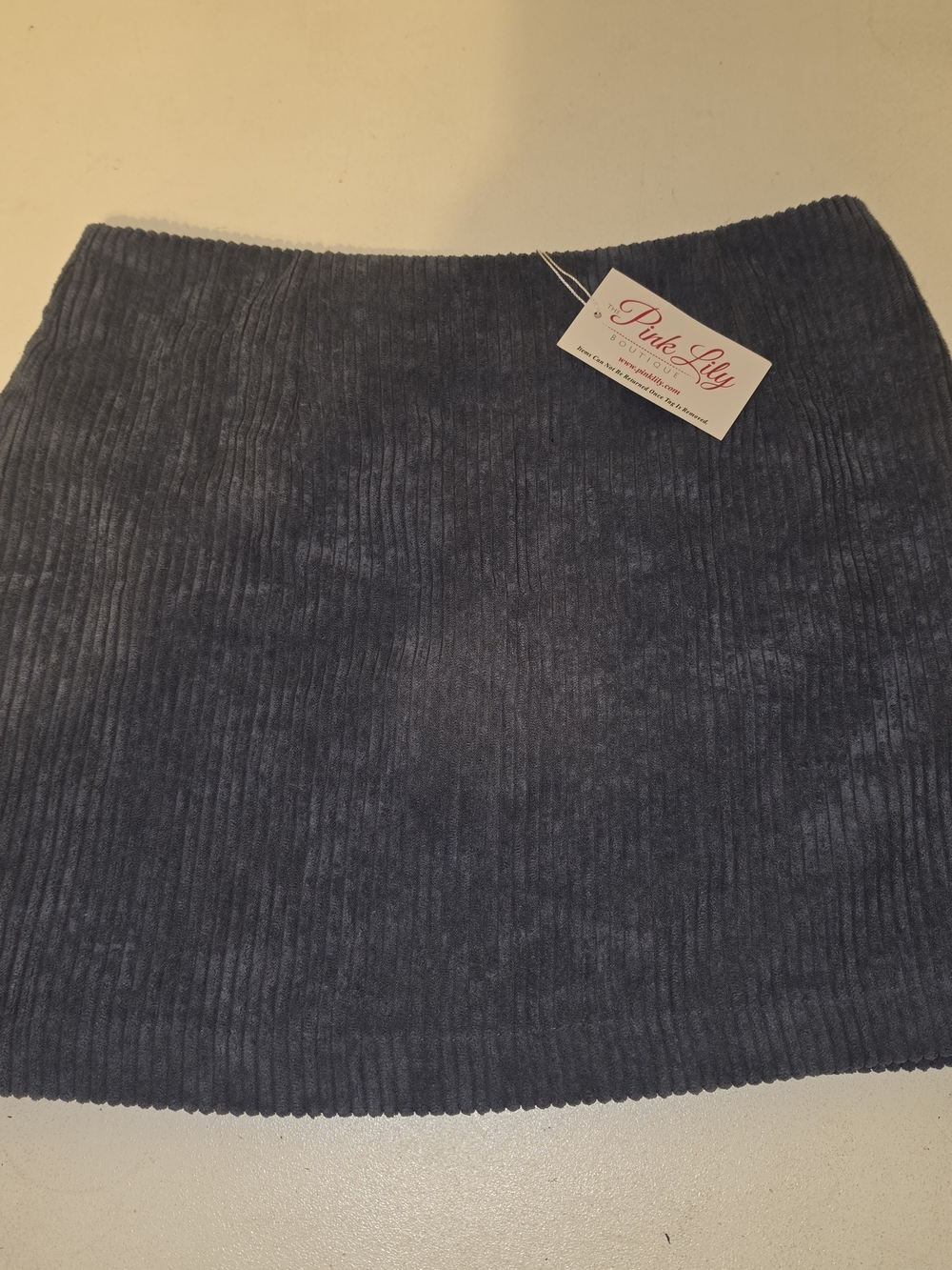 Pink Lily Navy Corduroy Mini Skirt